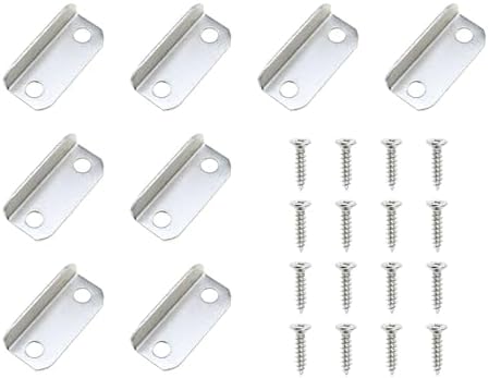 MEETOOT 8-Piece Metal Bevelled Drawer Lock Stop L Shaped Buffer Plate Silver