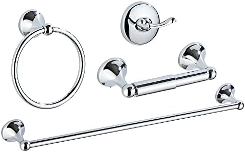 SUNTAI 4-Piece Bathroom Set Adjustable Towel Bar Holder Chrome