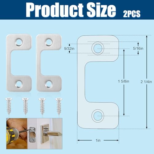 PEUTIER 2pcs Security Strike Plates for Exterior Doors