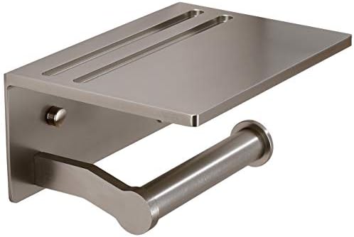 Homely Trove SmartHome Toilet Paper Holder With Shelf Aluminum Tissue Roll Organizer For Modern Bathroom