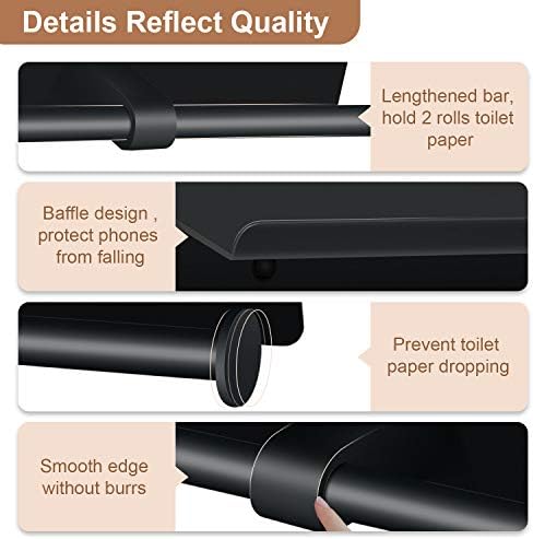 Wall-Mounted Double Roll Toilet Paper Holder Durable Design Matte Black Finish