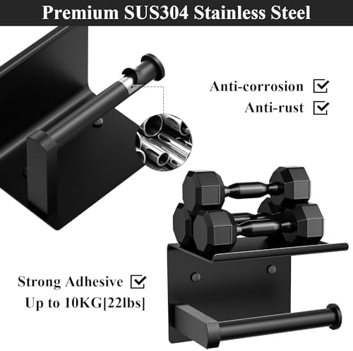 Stainless Steel Toilet Paper Holder with Phone Shelf Rustproof Modern Design
