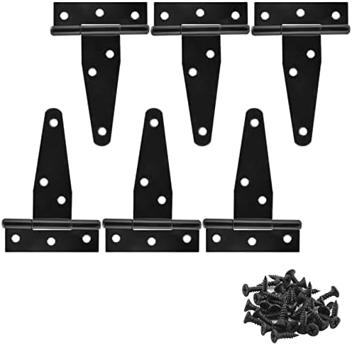 Murtenze 3-Inch T-Strap Barn Door Hinges x6 - Durable Rust-Proof