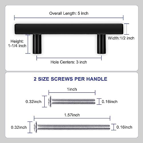 30-Piece 5-Inch Matte Black Cabinet Pulls with 3-Inch Holes
