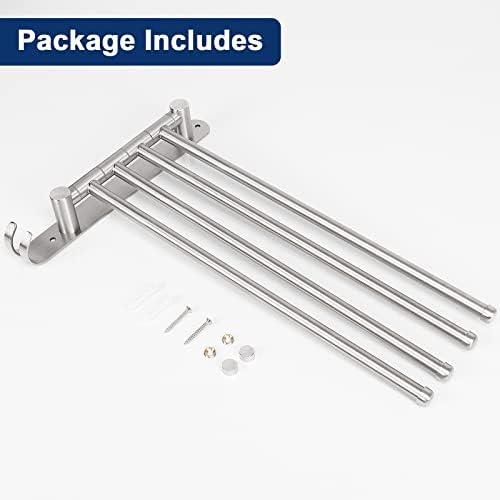 NearMoon 4-Arm Swivel Towel Rack Rust-Proof Stainless Steel Towel Bar