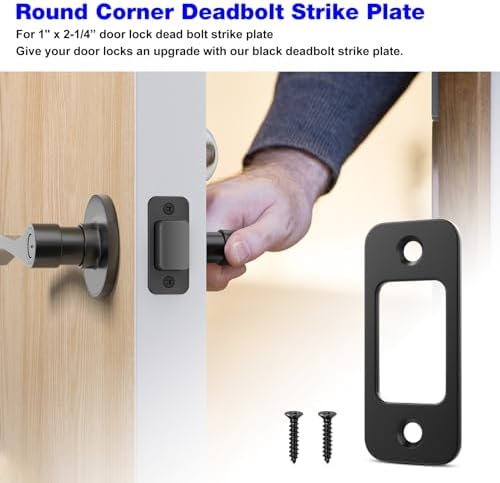 BZTT Black Deadbolt Strike Plate - For Exterior Doors