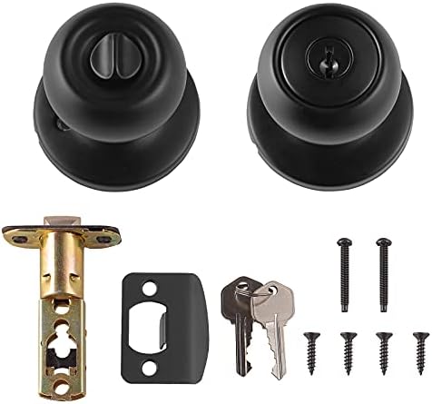 Exterior Door Knob Lock Coastal Matte Black Tool Set