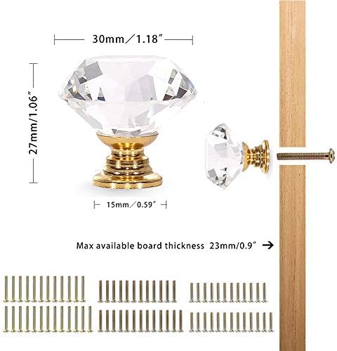 CZC HOME Crystal Glass Pull Handle Cabinet Knobs