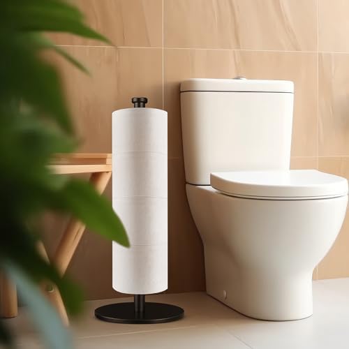 Carry Clean -Weighted Toilet Paper HolderSturdy 4 Roll Storage Stand Water Resistant for Home Bathroom