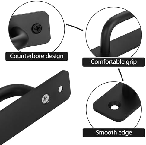 4-Piece Black Barn Door Handles Set Modern aluminium Door Pull for PocketBifold Closet Doors