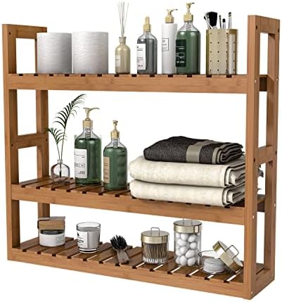 Domax Bamboo Bathroom Shelf - 3-Tier Storage Solution with Adjustable Design and Professional Finish
