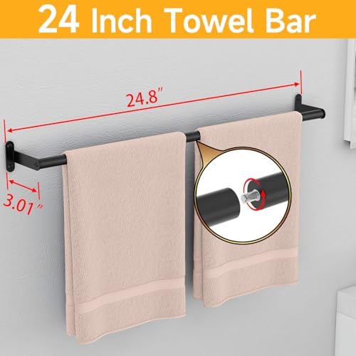 MKO 24-Inch Stainless Steel Towel Bar for Bathroom Wall