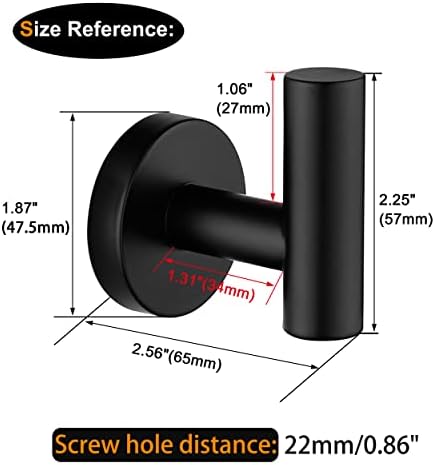 Matte Black towel hook heavy duty bathroom organizer