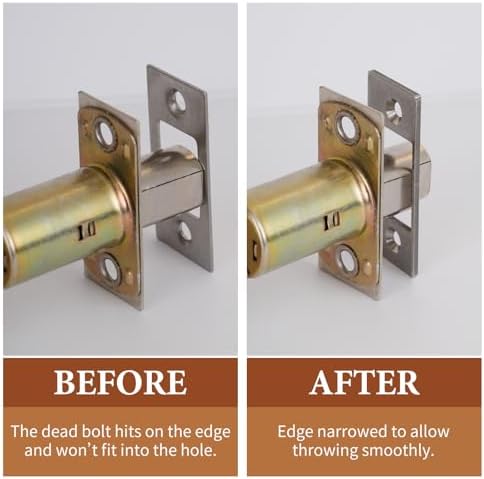Deadbolt restorer strike plates narrow-side and large-hole