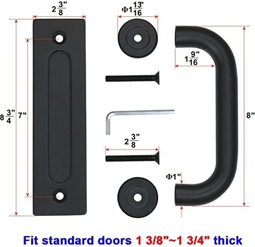 Rustic Black C-Shape Sliding Barn Door Handle Pull Set