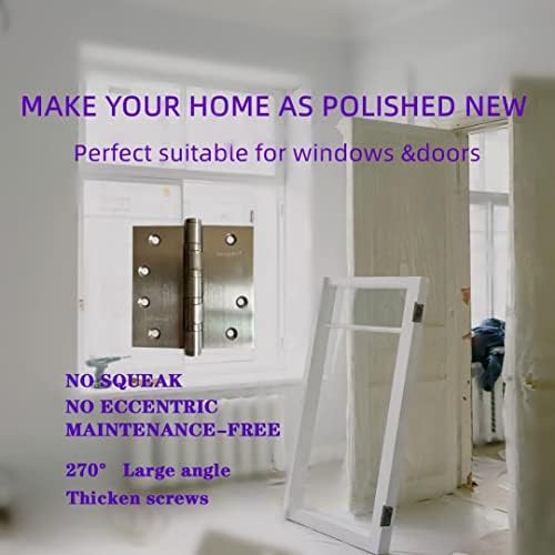 KSDCMRS304 Stainless Steel Door Hinges 2Pack 4 101mmx4 101mm Square Corner Heavy Duty Ball Bearing Hinges Silver