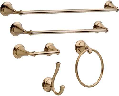 Delta Faucet 79444-CZ Linden Towel Ring Champagne Bronze Space-Saving Durable and Stylish for Contemporary Bathrooms