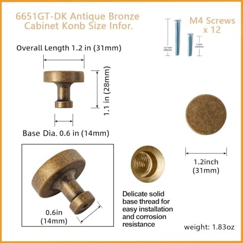 Goo-Ki 6-Piece Antique Brass Cabinet Knobs - DurablePulls