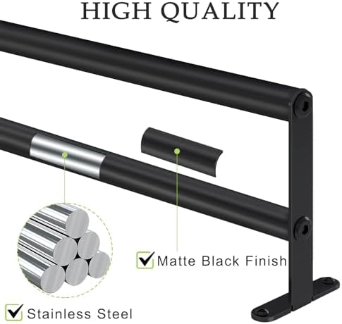 Double Towel Bar Stainless Steel 24 Matte Black Wall-Mounted