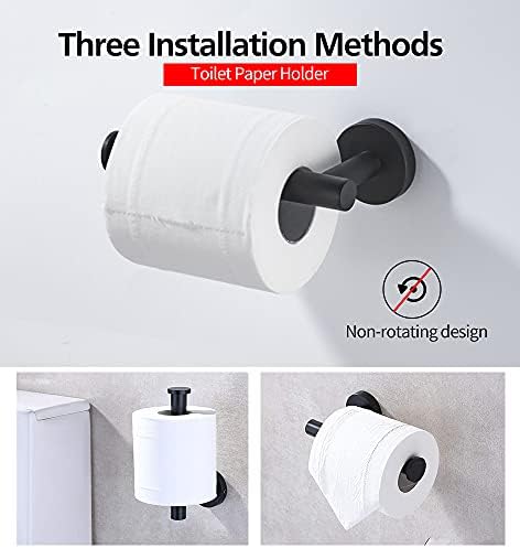 Sturdy Black Toilet Paper Holder Towel Ring Set