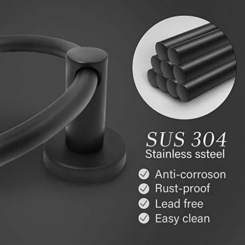 Towel Ring Wall-Mounted Stainless Steel Black