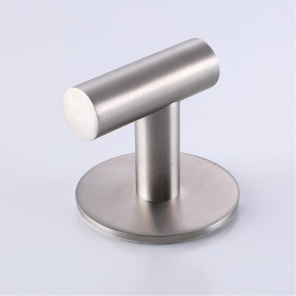 ZuvkySelf-Adhesive Stainless Steel Towel Hook Heavy Duty Bathroom Kitchen Storage Solution Silver