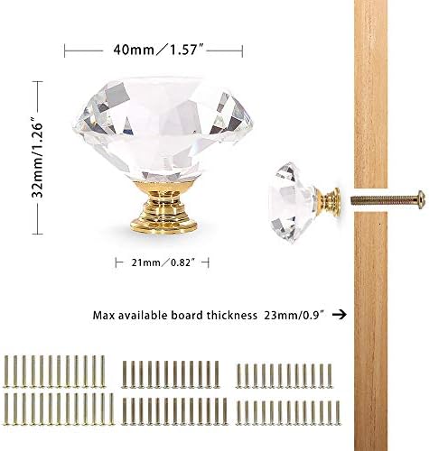 25PCS Metal Metal Handle with Glass Rhinestones Cabinet Knobs Durable and Rust-Resistant
