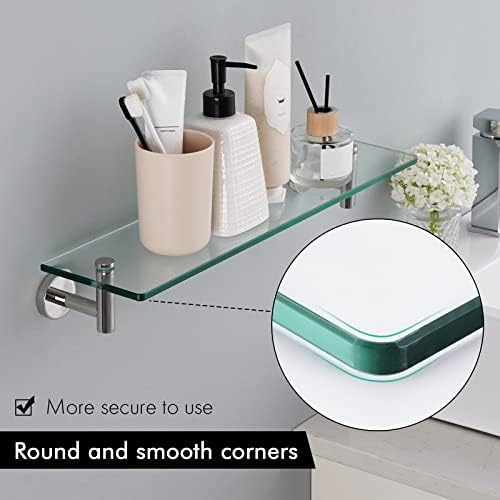 Sturdy 8mm tempered glass shelf for bathroom with rustproof bracket