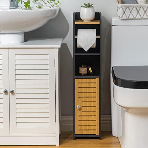 AOJEZOR Small Bathroom TP Holder Stand Black