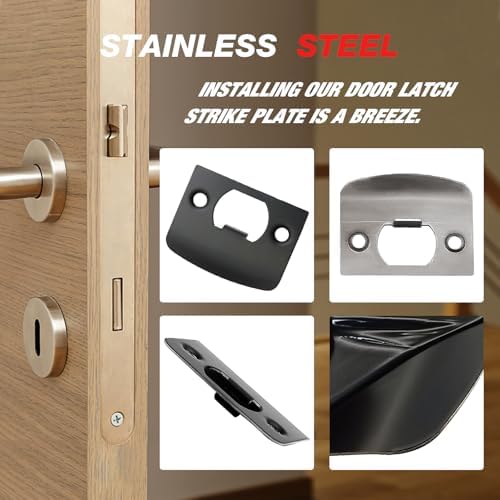 EATAKWARD Door Strike Plate Set 12PCS - Black Stainless Steel Deadbolt Reinforcement Kit