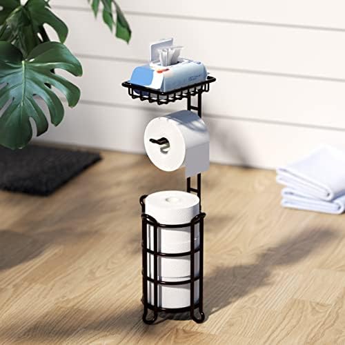 Toilet Paper Holder Stand with Shelf Bronze