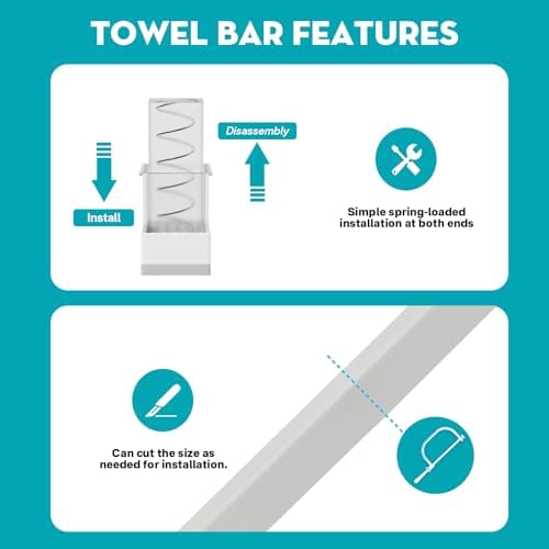Durable 24-inch spring towel bar for bathroom and kitchen