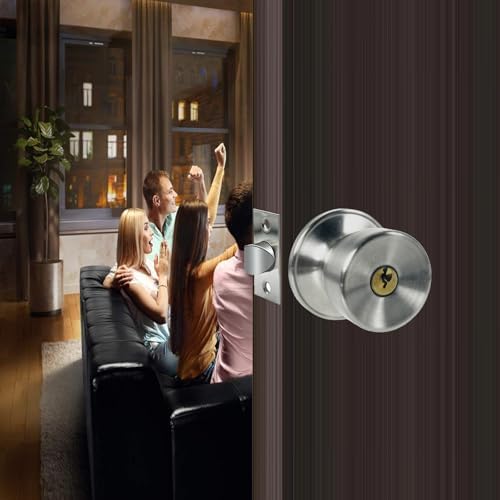 Adjustable Touch-Lock Door Knob with 3 Keys for Home
