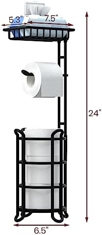 TreeLen Toilet Paper Holder Stand - Space-Saving Rustproof for Bathroom Storage