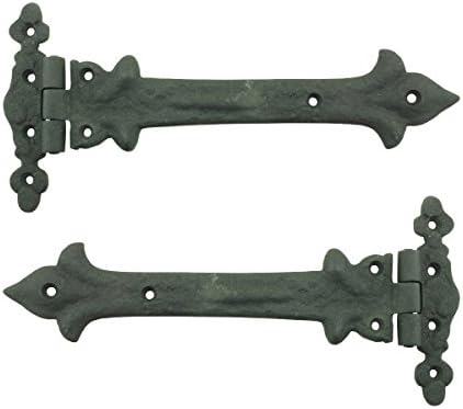Black Wrought Iron Strap Hinge - 9 Inch Heavy Duty Pack of 2