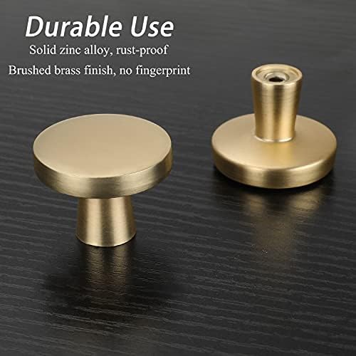 Goldenwarm 10Pack Round Gold Knobs Drawer Cabinet knobs with brushed gold finish
