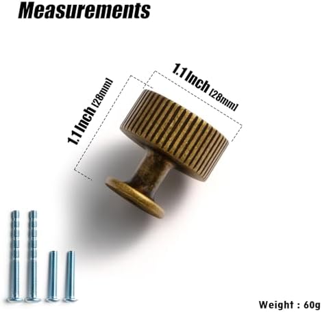 Goo-Ki Vintage Retro Antique Brass Zinc Alloy Cabinet Knob Set - 6 Pack