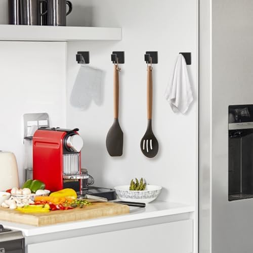Professional Strength 6-Pack Bath Towel Hooks Matte Black Heavy Duty Stainless Steel