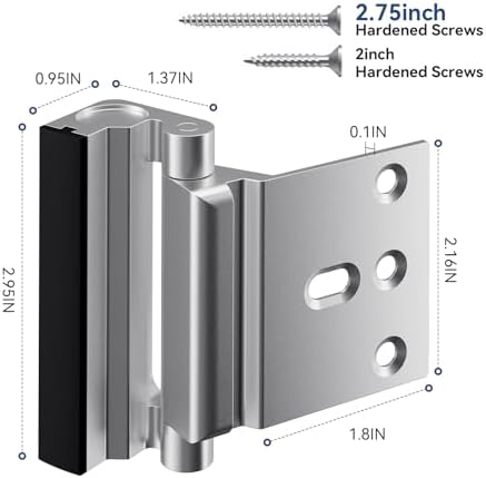 Eoleyiz2Pcs Door Reinforcement Locks 800lbs Childproof Aluminum Door Security Silver