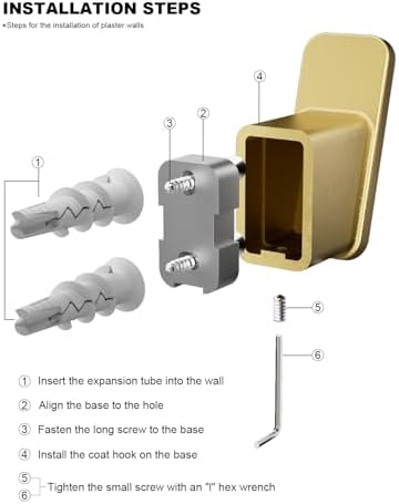 Riv Amber 4-Piece Gold Towel Hook Set for Bathroom Kitchen Bedroom