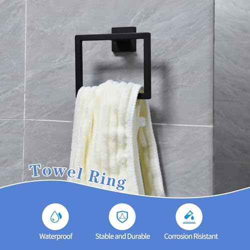 5-Piece Black Bathroom Hardware Set Wall-Mounted Style