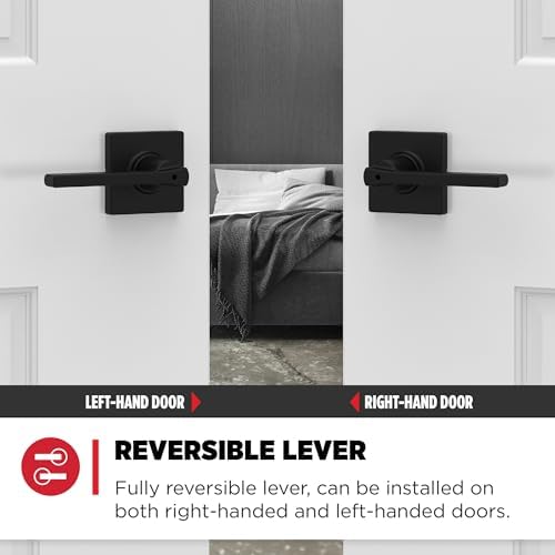Kwikset Door Privacy Handle Matte Black Reversible Lever with Microban Protection Easy Install