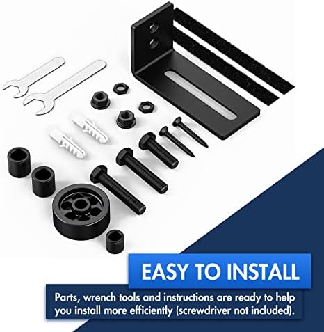 Lvyesea2-Piece Barn Door Bottom Guide Steel POM Matte Black Silent Roller