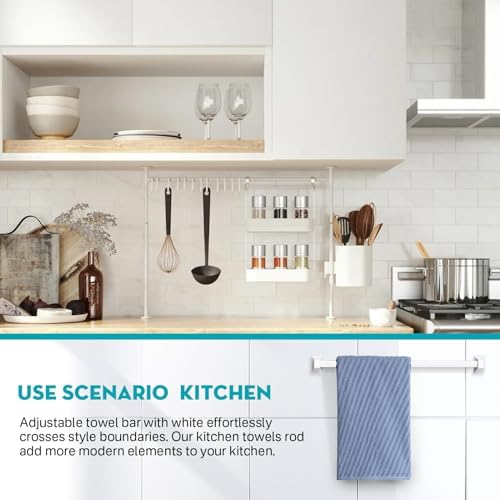 Durable 24-inch spring towel bar for bathroom and kitchen