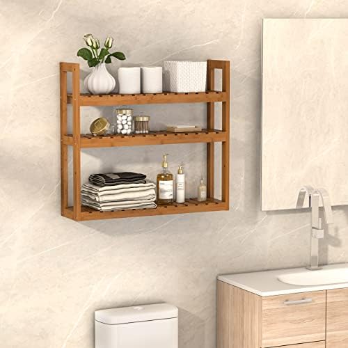 Domax Bamboo Bathroom Shelf - 3-Tier Storage Solution with Adjustable Design and Professional Finish