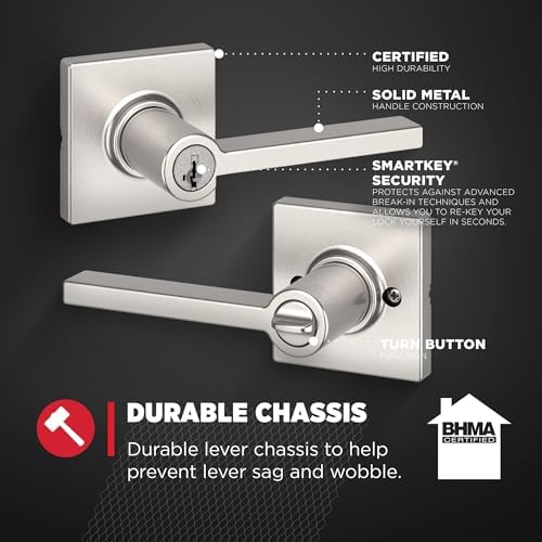 Kwikset Casey Entry Door Handle Smart Secure Easy to Install Perfect for Front Entrance Bedrooms