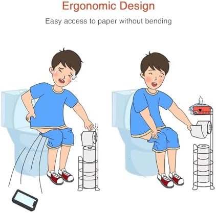 Gold Free Standing Toilet Paper Holder with Storage for Phones and Wipes