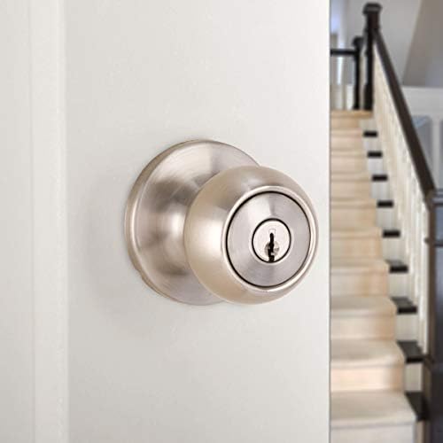 Amazon Basics exterior door knob with lock elegant and durable