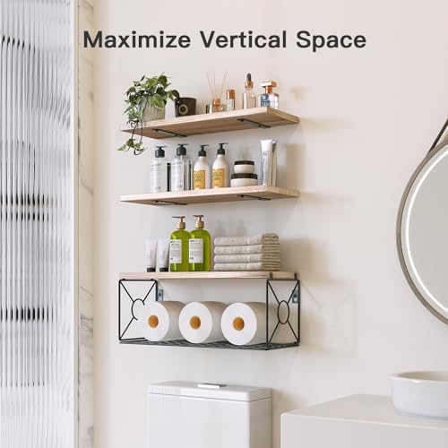 Floating Shelving Units - Bathroom Storage Solution Wall-Mounted Organization for Home