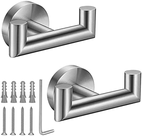 Double Pack of Stainless Steel Towel Hooks for Bathrooms